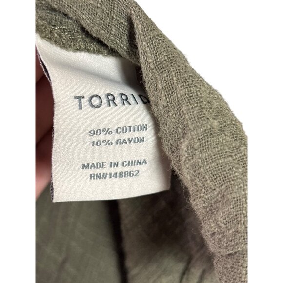 Vintage Y2K Torrid Olive Green Lightweight Open Front Jacket 1(US 1X) - Picture 5 of 7